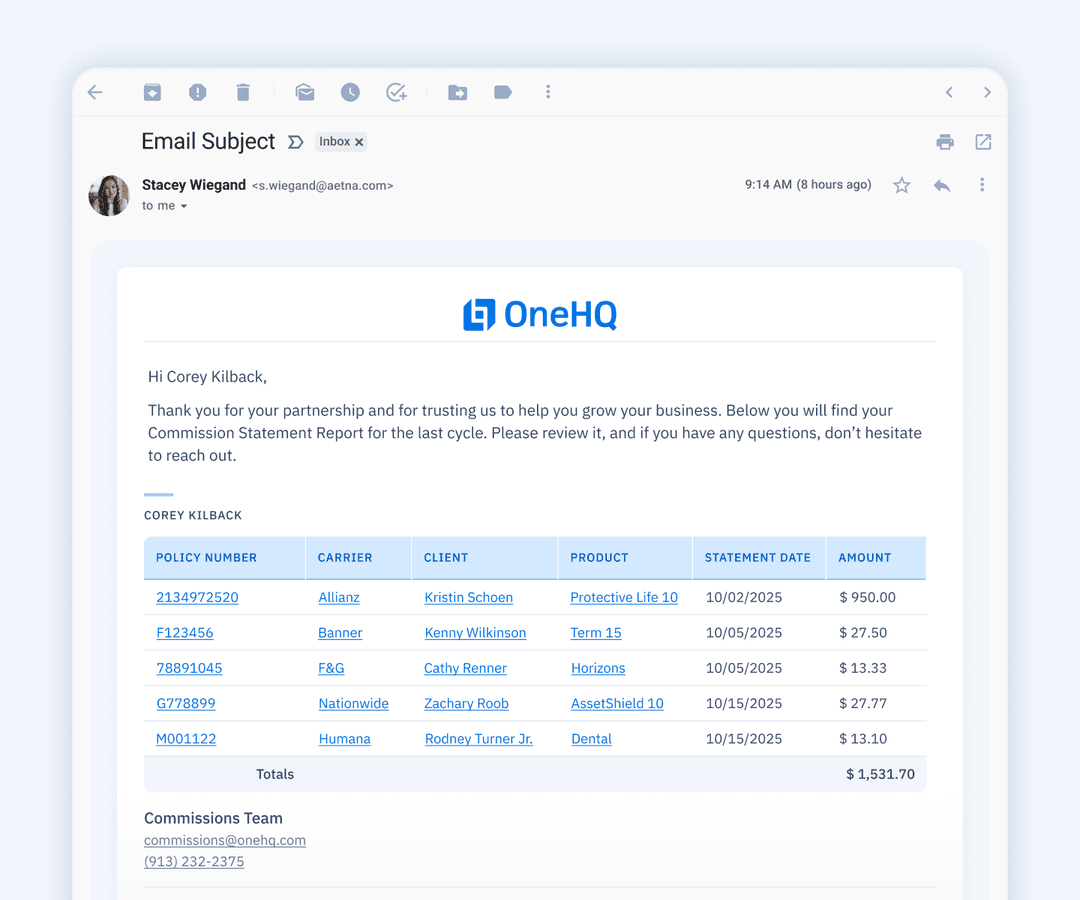 Email Commission Statements