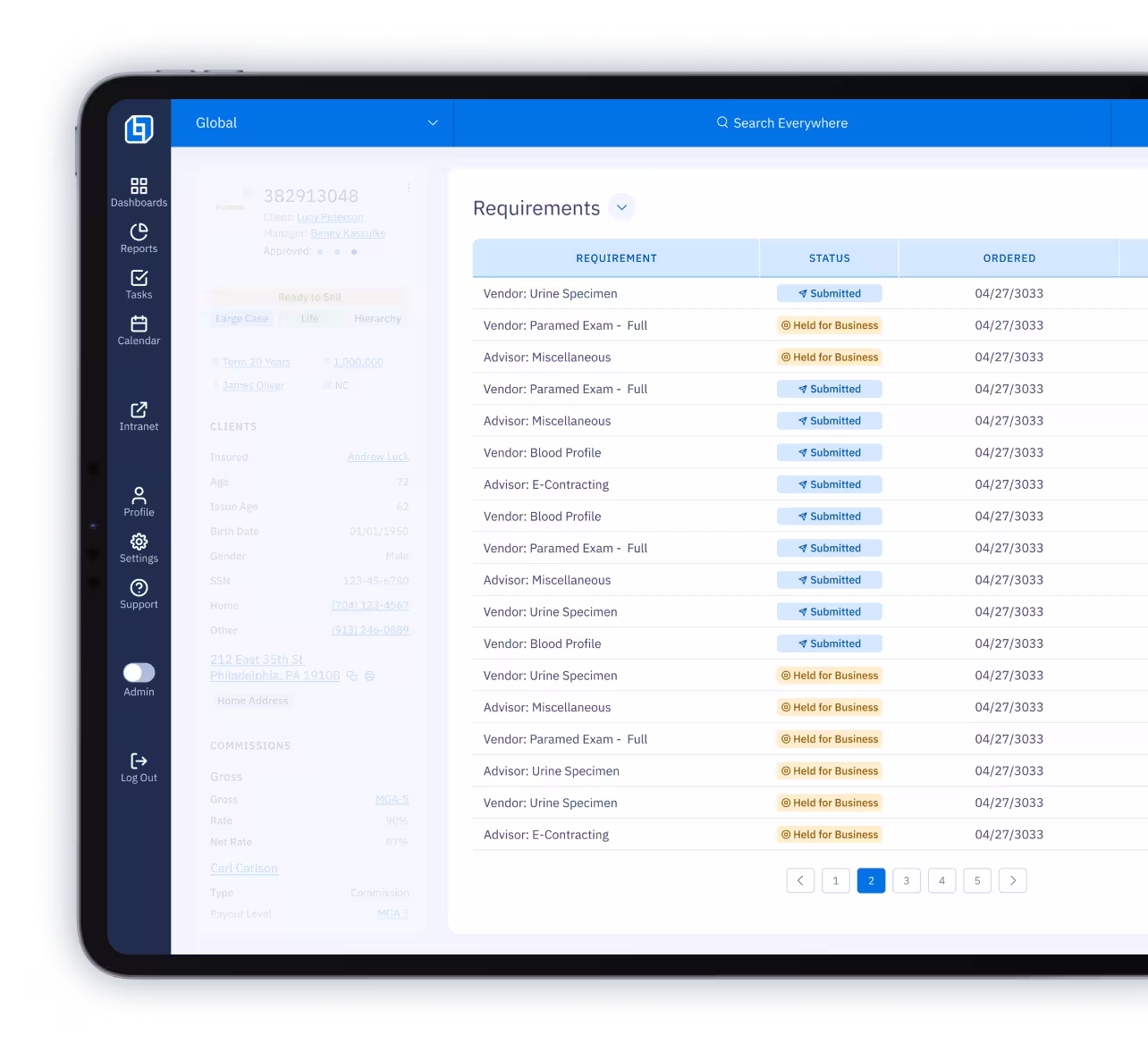 Track all case requirements.